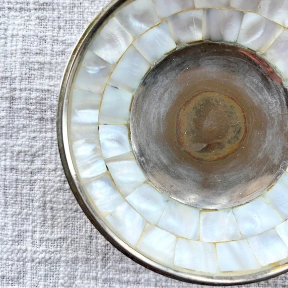 Pedestal Style Candle Holder or Trinket Dish Silver Plated Over 4” Wide - Picture 4 of 11